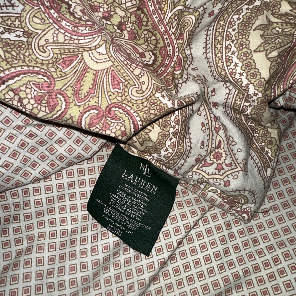 Ralph Lauren FULL/QUEEN Comforter Reversible Medallion Paisley Check Blue Green - Picture 4 of 5